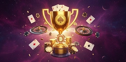 Moonwin casino trophy and cards illustration